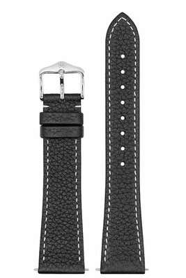 Leather strap Hirsch Bologna L 01802050-2, black, calfskin, length L, Quick Release