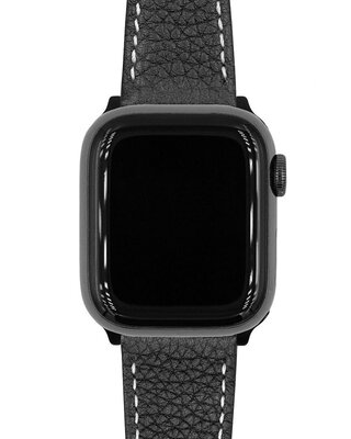 Leather strap Hirsch Bologna L 01802050-2, black, calfskin, length L, Quick Release