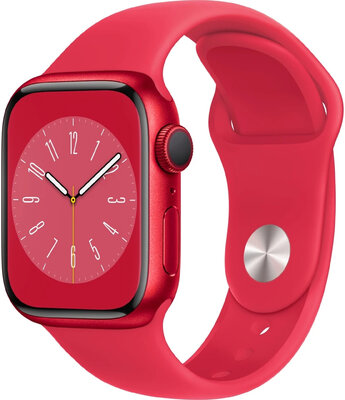 Apple Watch Series 8, GPS, 41mm, Aluminium Case, Red, braided solo loop