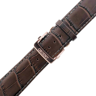 Brown leather strap Orient UL015012P0, silver buckle