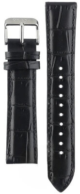 Black leather strap Orient UL00J012J0, silver buckle (for models RA-AC0J, RA-AK05)