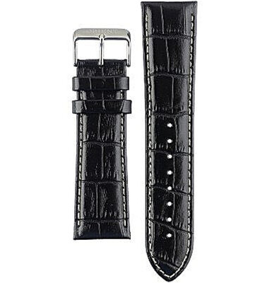 Black leather strap Orient UL016012J0, silver buckle (for model RA-AG00)