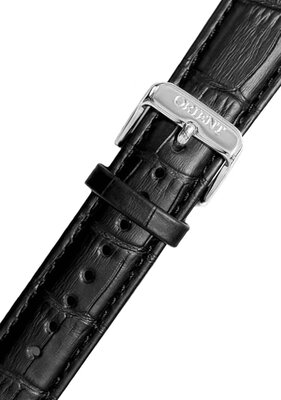 Black leather strap Orient UL020014J0, silver buckle (for models RA-AA0A, RA-AC00)