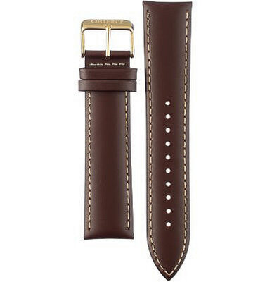 Brown leather strap Orient UL016011K0, gold buckle (for model RA-AG00)
