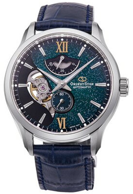 Leather strap Orient Star UL027015J0 20mm (pro RE-AV0B), Blue