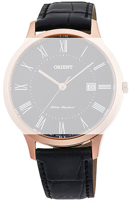 Black leather strap Orient UL00E011P0, rosegold buckle (for model RF-QD00)