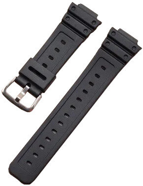 Strap for Casio G-Shock, plastic, black, silver buckle (for models GA-2100/GA-2110, DW-5600, GW-6900)