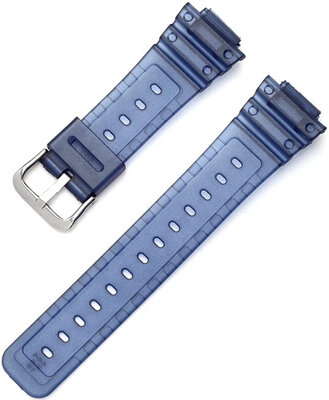 Strap for Casio G-Shock, plastic, dark blue, silver buckle (for models GA-2100/GA-2110, DW-5600, GW-6900)