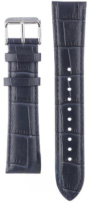Dark blue leather strap Orient UL002013J0, silver buckle (for model RA-AG00)