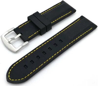 Black silicone strap Ricardo Fermo with yellow stitching