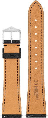 Leather strap Hirsch Giffone L 01875050-2, black, calfskin, length L, Quick Release