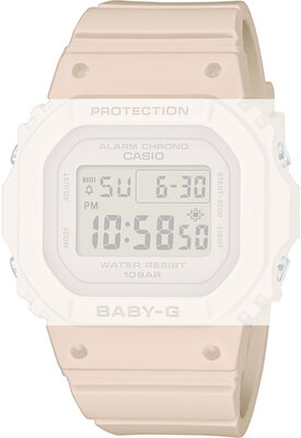 Strap for Casio G-Shock, plastic, pink, silver buckle (for BGD-565)