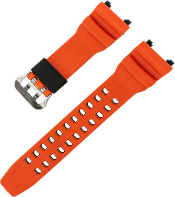 Strap for Casio G-Shock, resin, orange, silver buckle (for GR-B100 models)