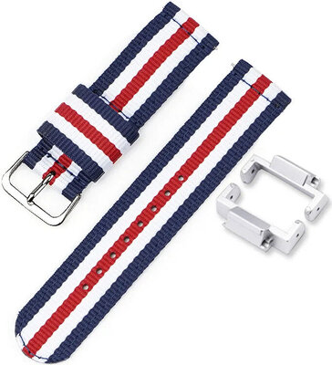 Strap for Casio G-Shock, NATO, textile, red-blue-white, silver buckle (GA-2100/GA-2110, DW-5600, GW-6900) with adapter
