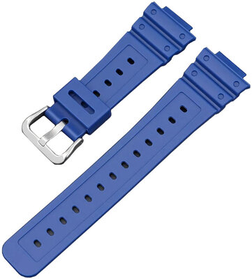 Strap for Casio, silicone, blue, silver buckle (GA2100,DW6900)