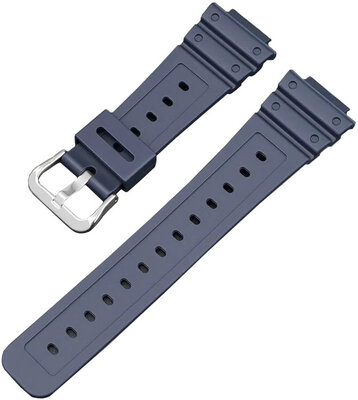 Strap for Casio, silicone, dark blue, silver buckle (GA2100,DW6900)