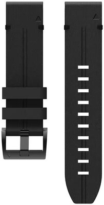 QuickFit strap 22mm, leather, black, black buckle (Garmin Fenix 7/6/5, Epix 2, MARQ 2, etc.)