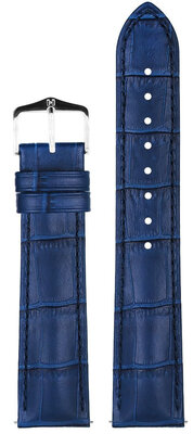 Leather strap Hirsch Duke S 01028380-2, blue, calfskin, length S, Quick Release