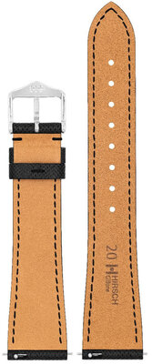Leather strap Hirsch Giffone M 01875150-2, black, calfskin, length M, Quick Release