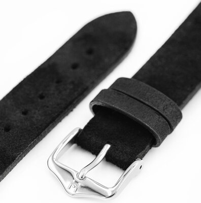 Leather strap Hirsch Serro L 05564050-2, black, suede, Limited Edition, length L, Quick Release