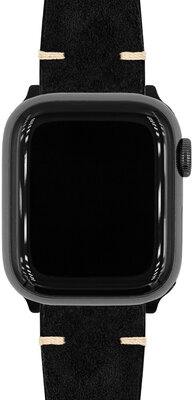 Leather strap Hirsch Serro L 05564050-2, black, suede, Limited Edition, length L, Quick Release