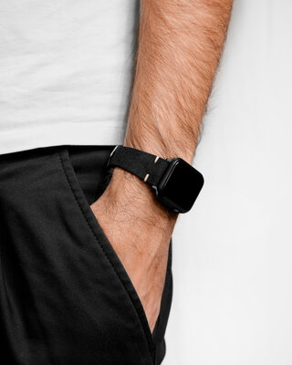 Leather strap Hirsch Serro L 05564050-2, black, suede, Limited Edition, length L, Quick Release