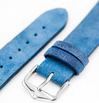 Leather strap Hirsch Serro L 05564080-2, blue, suede, Limited Edition, length L, Quick Release