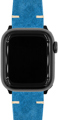 Leather strap Hirsch Serro L 05564080-2, blue, suede, Limited Edition, length L, Quick Release