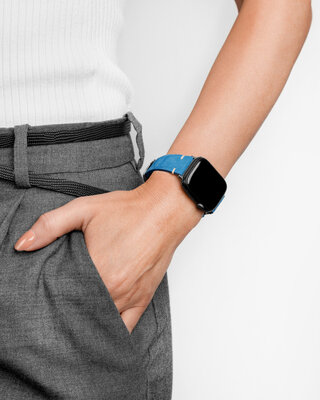 Leather strap Hirsch Serro L 05564080-2, blue, suede, Limited Edition, length L, Quick Release