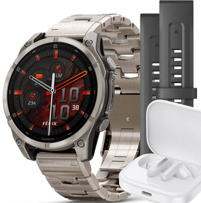 Garmin Fenix 8 AMOLED 47 mm, Exclusive Titanium Graphite Titanium Band (Premium) (+ extra strap)