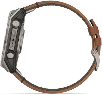 Garmin Fenix 8 AMOLED 51 mm, Exclusive Titanium Graphite Brown Leather Band (Premium) (+ extra strap)