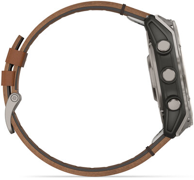 Garmin Fenix 8 AMOLED 51 mm, Exclusive Titanium Graphite Brown Leather Band (Premium) (+ extra strap)