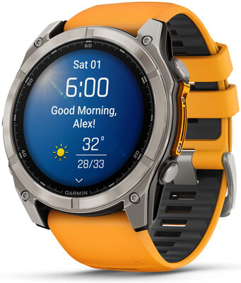 Garmin Fenix 8 AMOLED 51 mm, Sapphire Titanium Graphite Spark Orange Band