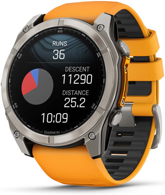Garmin Fenix 8 AMOLED 51 mm, Sapphire Titanium Graphite Spark Orange Band