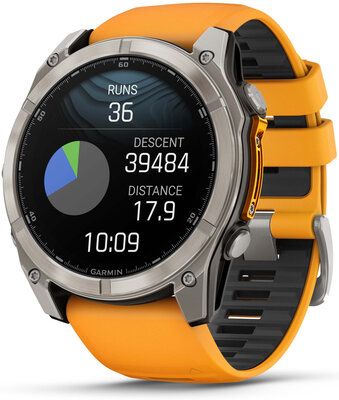 Garmin Fenix 8 AMOLED 51 mm, Sapphire Titanium Graphite Spark Orange Band