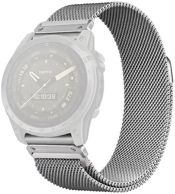 Stainless steel bracelet Ricardo 22mm (for Garmin Fenix 8/7/6 (47mm), Epix 2 etc.), silver, Milanese mesh bracelet, QuickFit