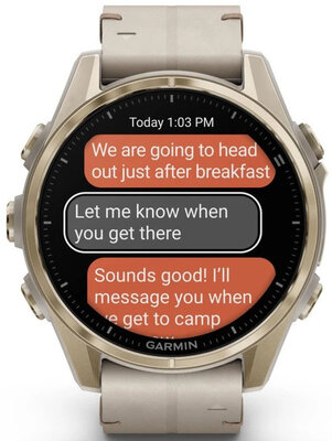 Garmin Fenix 8 AMOLED 43 mm, Sapphire Soft Gold Stainless Steel Fog Gray Limestone Leather Band (Premium) (+ extra strap)