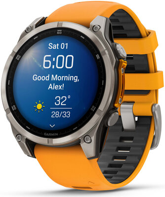 Garmin Fenix 8 AMOLED 47 mm, Sapphire Titanium Graphite Spark Orange Band