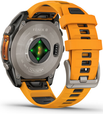 Garmin Fenix 8 AMOLED 47 mm, Sapphire Titanium Graphite Spark Orange Band