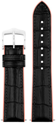 Leather strap Hirsch Andy M 0922328150-2, black, calfskin/natural rubber, length M, Quick Release