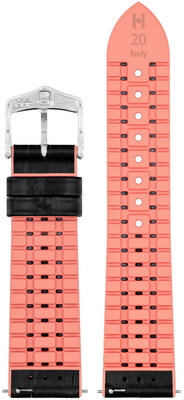 Leather strap Hirsch Andy M 0922328150-2, black, calfskin/natural rubber, length M, Quick Release