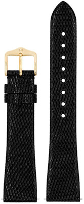 Leather strap Hirsch Lizard M 01866150-1, black, lizard skin, length M, Quick Release