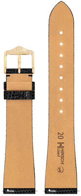 Leather strap Hirsch Lizard M 01866150-1, black, lizard skin, length M, Quick Release