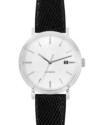 Leather strap Hirsch Lizard M 01866150-1, black, lizard skin, length M, Quick Release