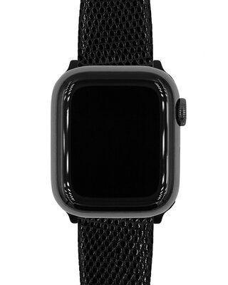 Leather strap Hirsch Lizard M 01866150-1, black, lizard skin, length M, Quick Release