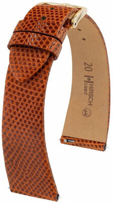 Leather strap Hirsch Lizard M 01866170-1, brown, lizard leather