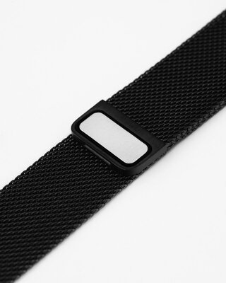 Steel bracelet Hirsch Milanaise L 30161450-5, black, magnetic, length L, Quick Release