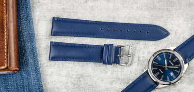 Leather strap Ricardo Ancona, Blue, Quick Release