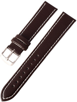 Ricardo Bologna leather strap, dark brown with white stitching