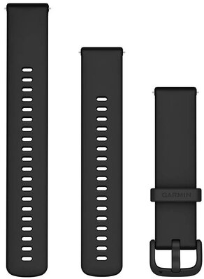 Silikonový řemínek Garmin 20mm (pro Venu, Venu Sq, Venu 2 plus aj.), černý V2, Quick Release, + prodloužená část, 010-12932-64